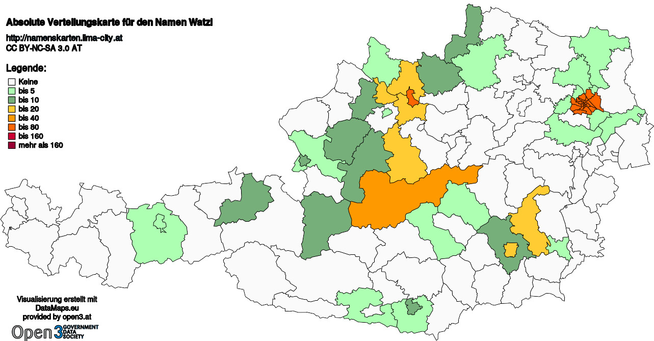 Absolute Verteilungskarten Nachnamen Watzl