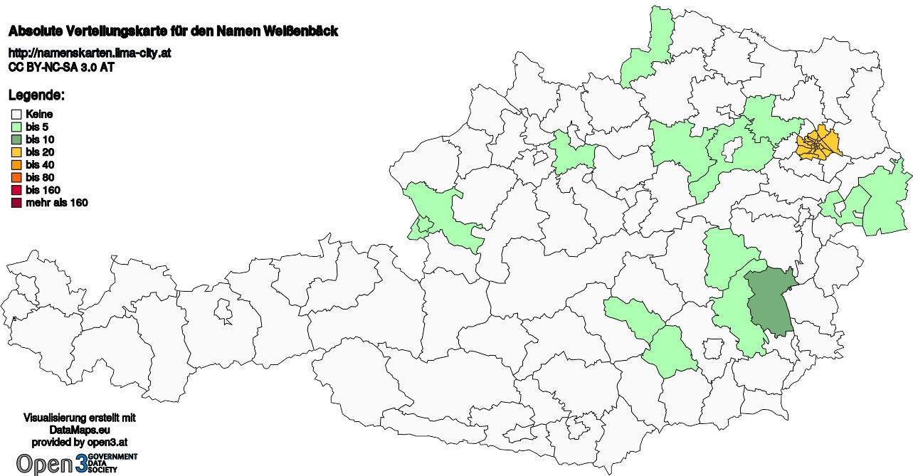 Absolute Verteilungskarten Nachnamen Weißenbäck