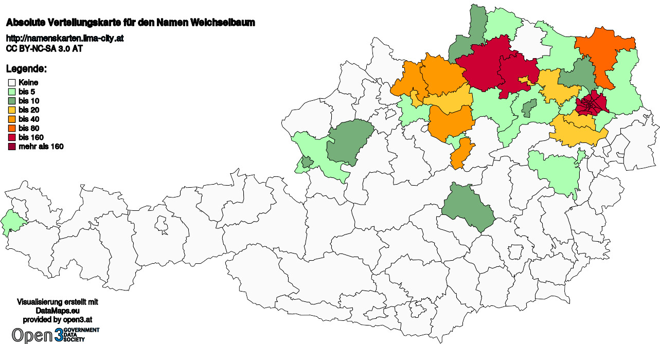 Absolute Verteilungskarten Nachnamen Weichselbaum