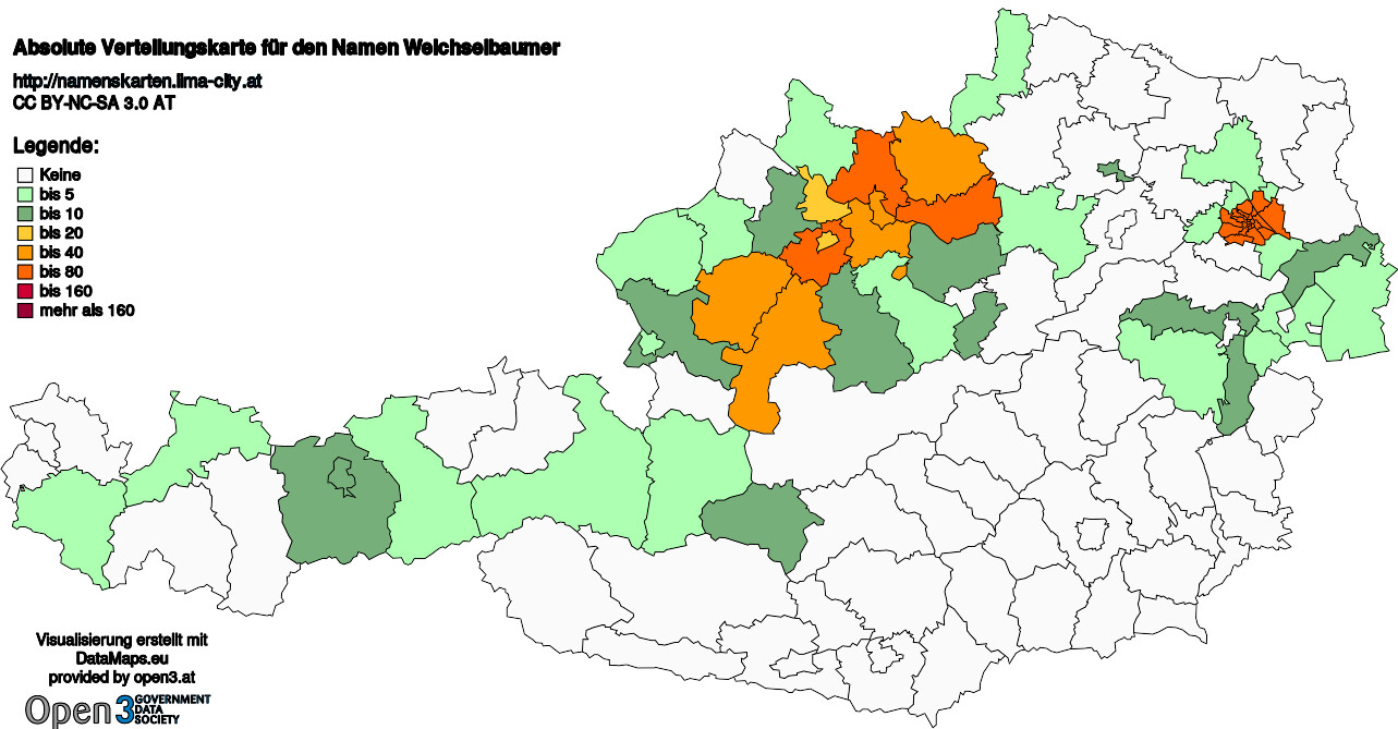 Absolute Verteilungskarten Nachnamen Weichselbaumer