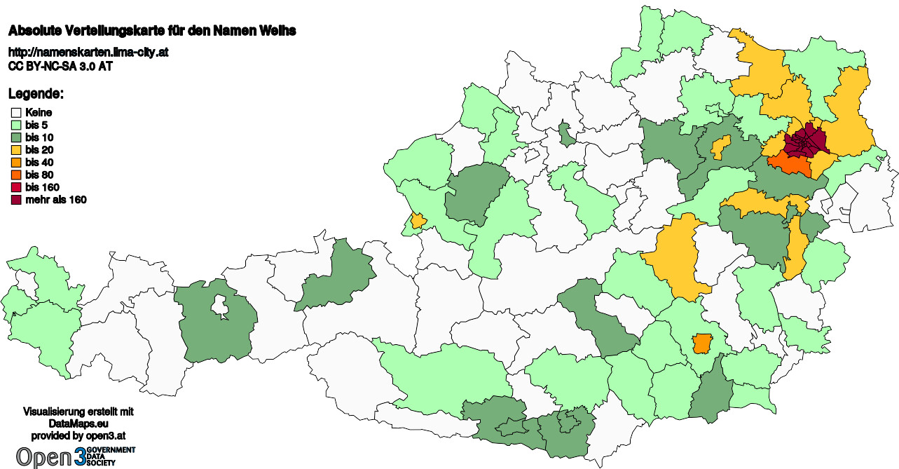 Absolute Verteilungskarten Nachnamen Weihs