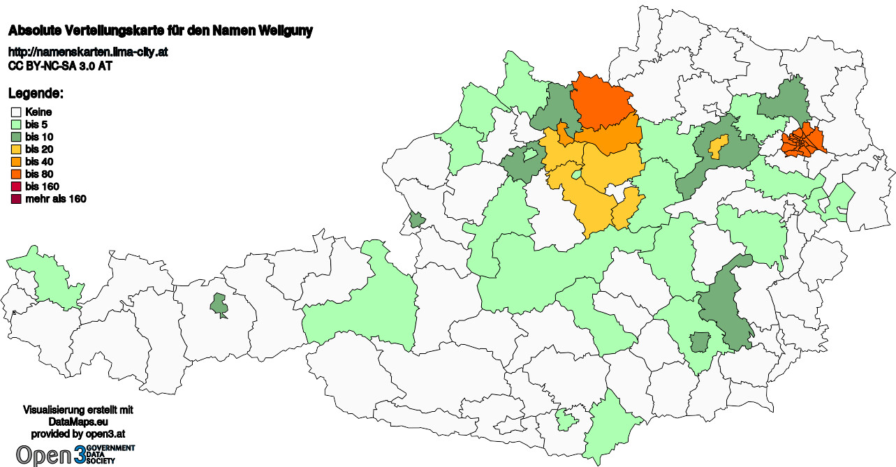 Absolute Verteilungskarten Nachnamen Weilguny