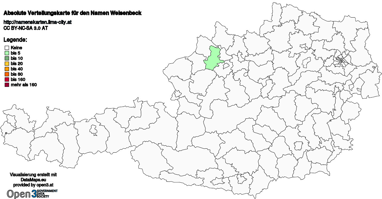 Absolute Verteilungskarten Nachnamen Weisenbeck