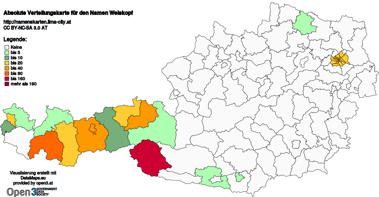 Absolute Verteilungskarten Nachnamen Weiskopf