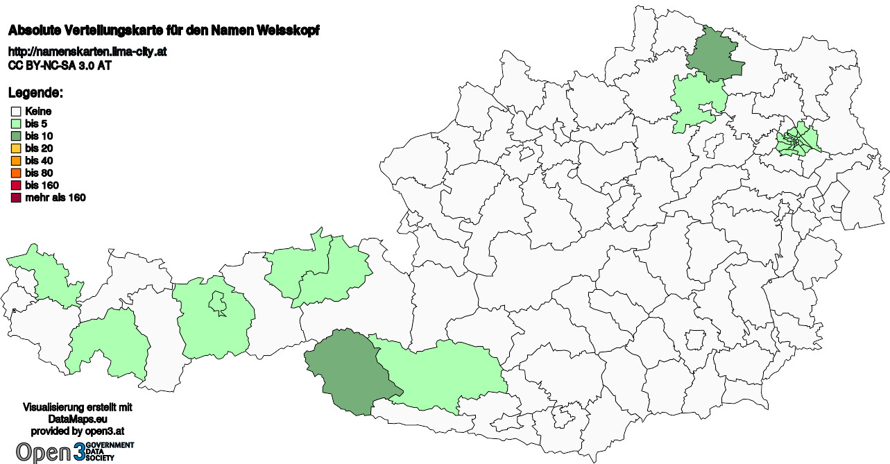 Absolute Verteilungskarten Nachnamen Weisskopf