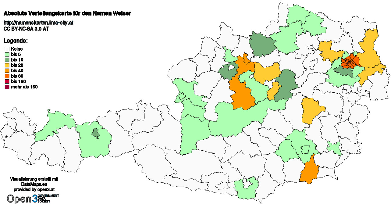 Absolute Verteilungskarten Nachnamen Welser