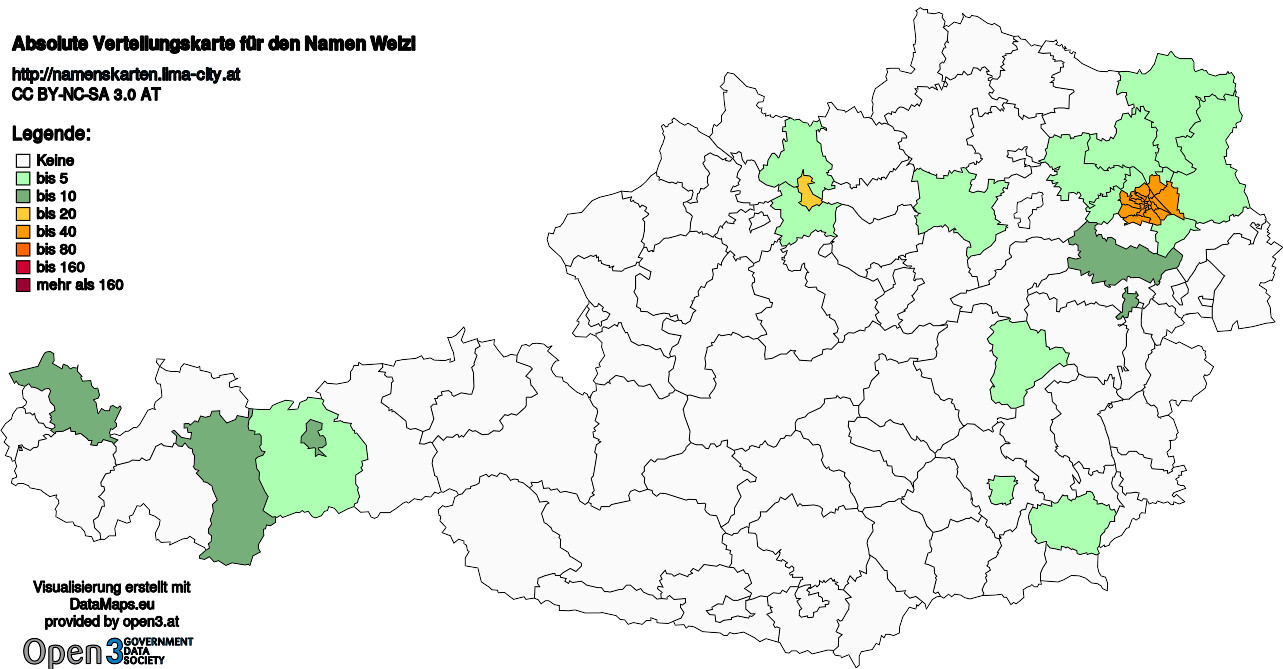 Absolute Verteilungskarten Nachnamen Welzl