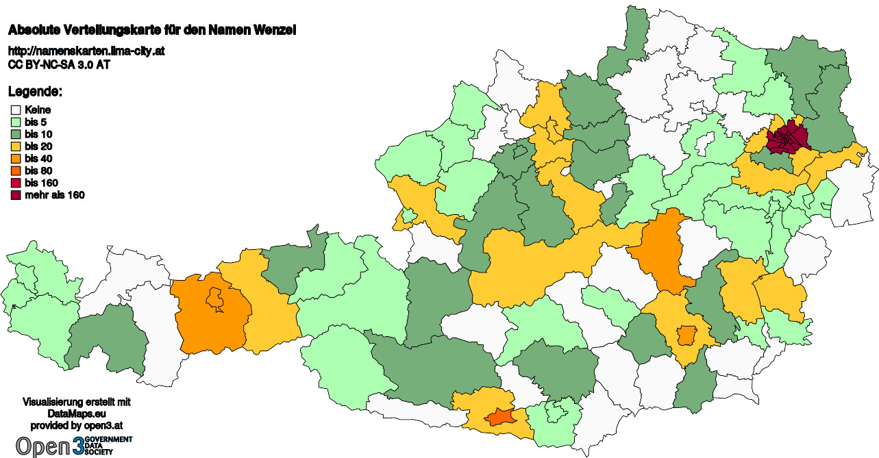 Absolute Verteilungskarten Nachnamen Wenzel