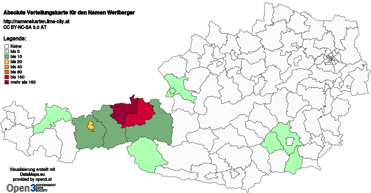 Absolute Verteilungskarten Nachnamen Werlberger