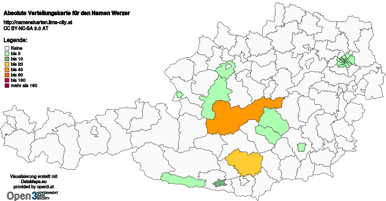 Absolute Verteilungskarten Nachnamen Werzer