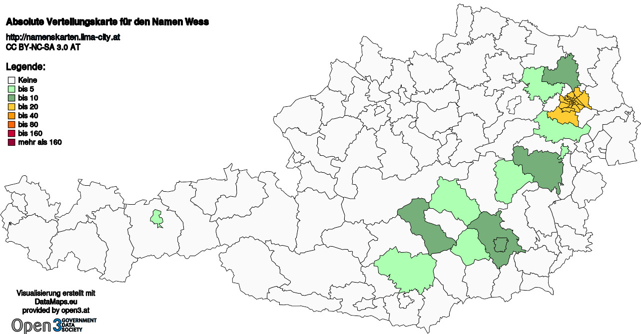 Absolute Verteilungskarten Nachnamen Wess