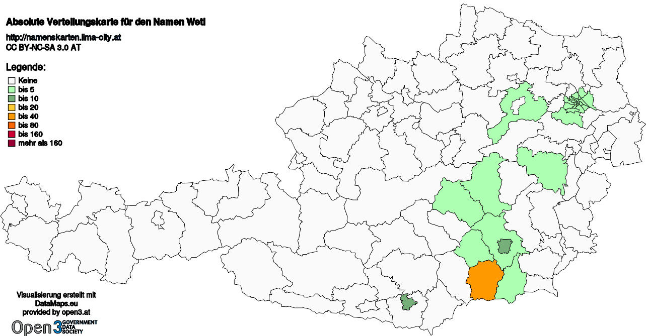 Absolute Verteilungskarten Nachnamen Wetl