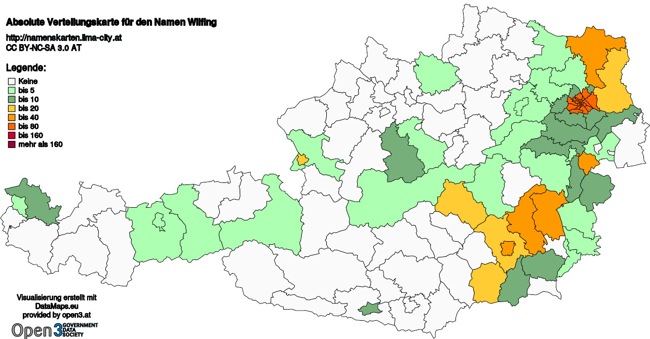 Absolute Verteilungskarten Nachnamen Wilfing