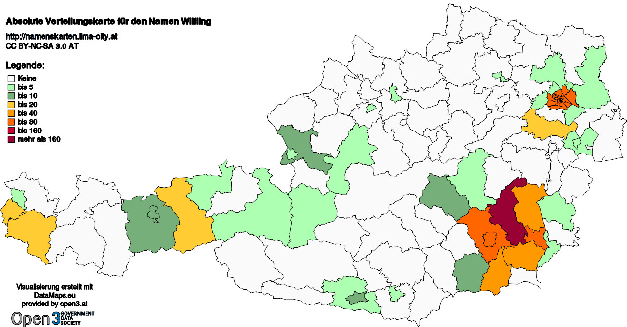 Absolute Verteilungskarten Nachnamen Wilfling