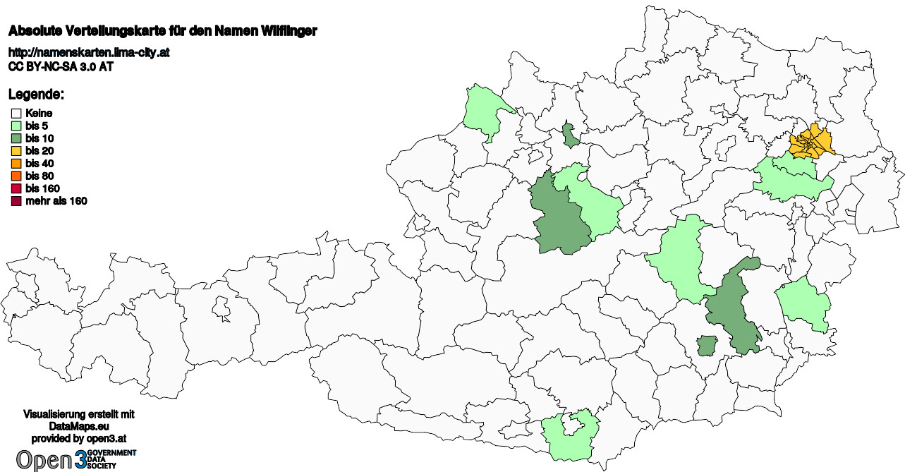 Absolute Verteilungskarten Nachnamen Wilflinger