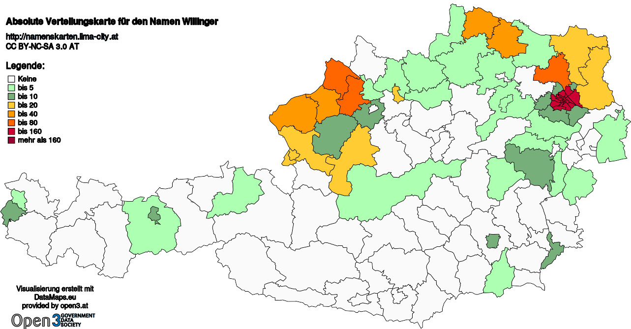 Absolute Verteilungskarten Nachnamen Willinger