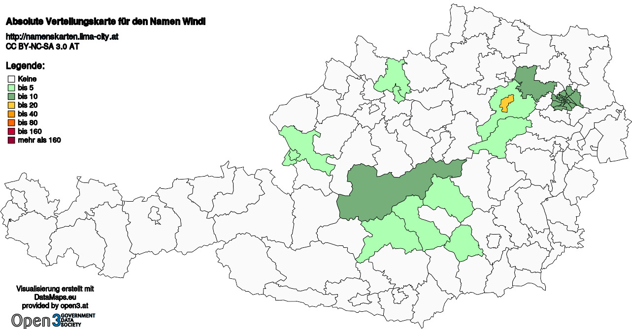 Absolute Verteilungskarten Nachnamen Windl