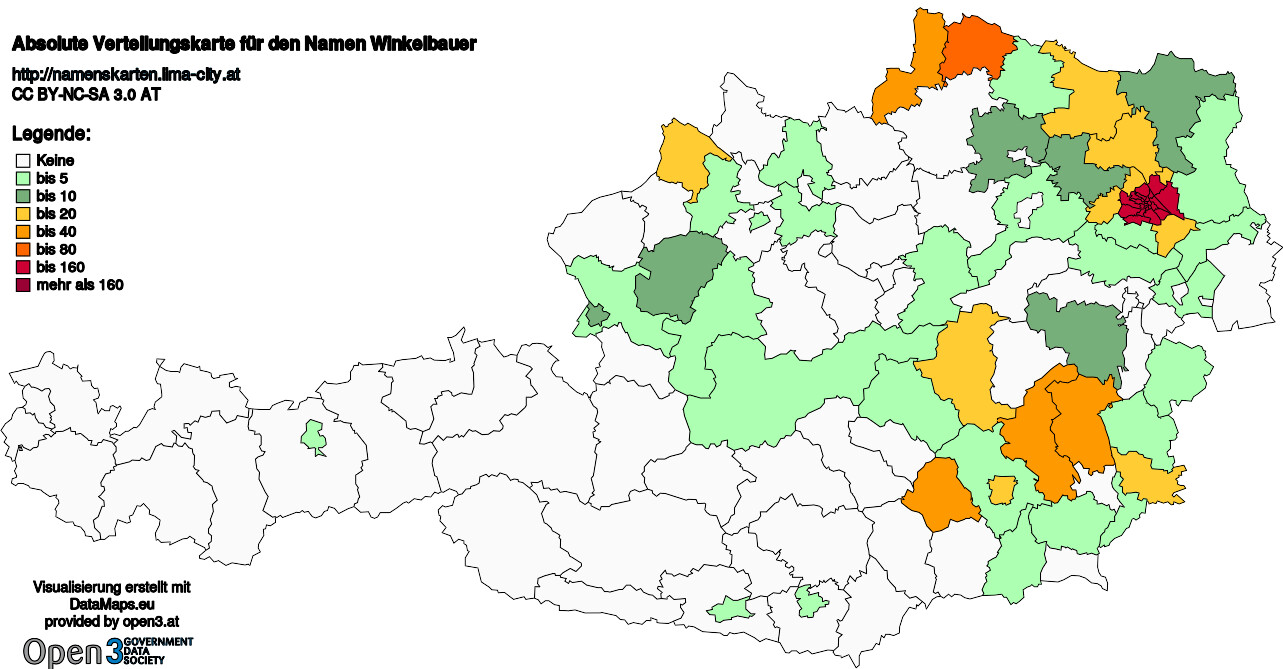 Absolute Verteilungskarten Nachnamen Winkelbauer