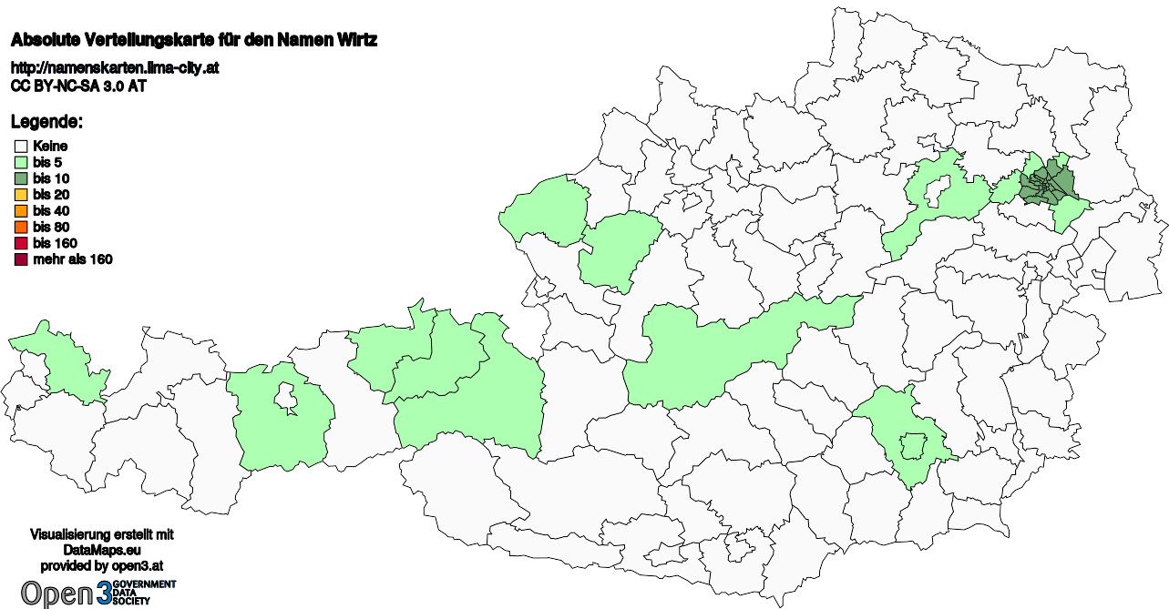 Absolute Verteilungskarten Nachnamen Wirtz