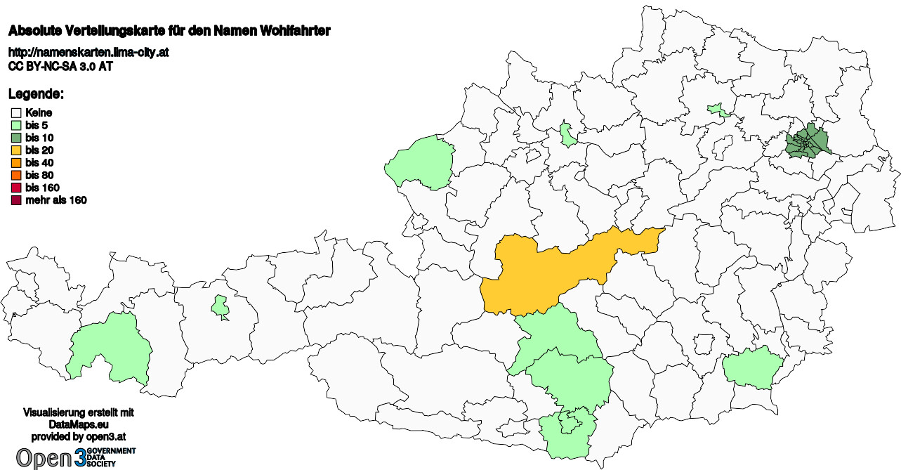 Absolute Verteilungskarten Nachnamen Wohlfahrter