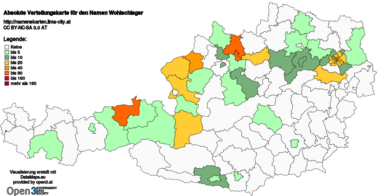 Absolute Verteilungskarten Nachnamen Wohlschlager