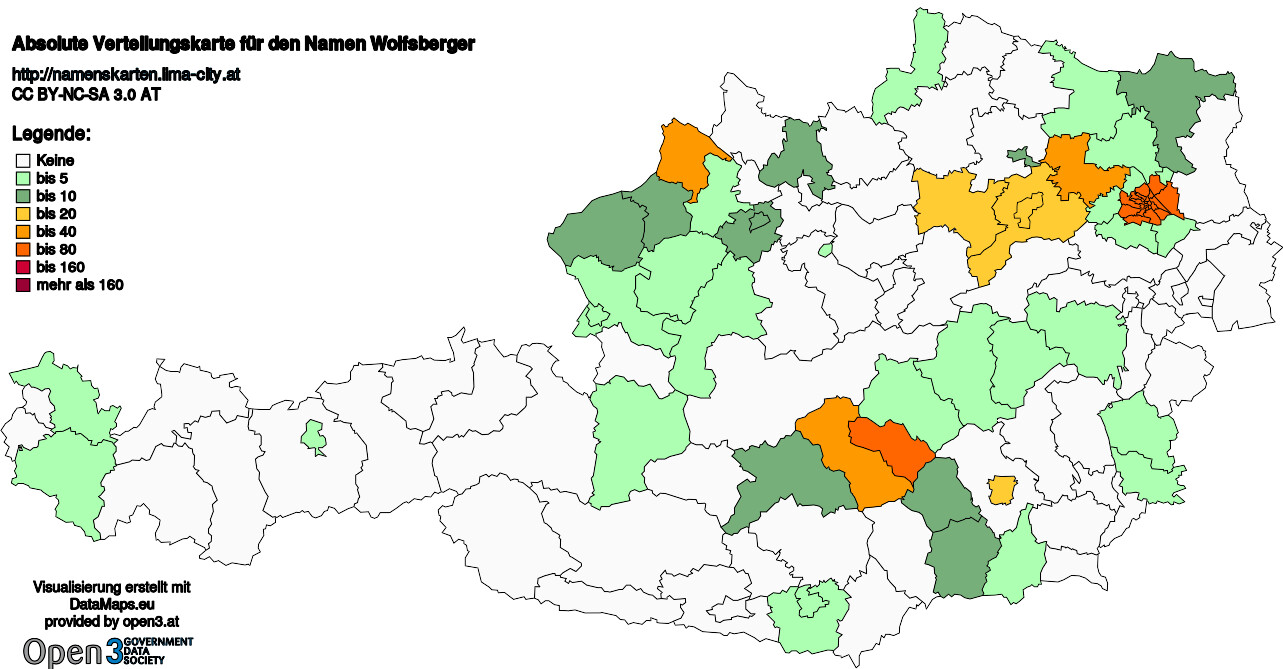 Absolute Verteilungskarten Nachnamen Wolfsberger