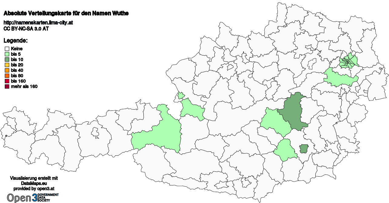 Absolute Verteilungskarten Nachnamen Wuthe