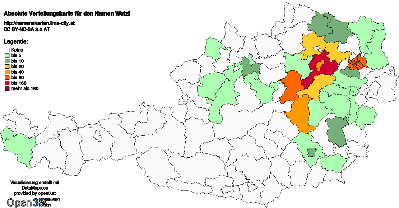 Absolute Verteilungskarten Nachnamen Wutzl