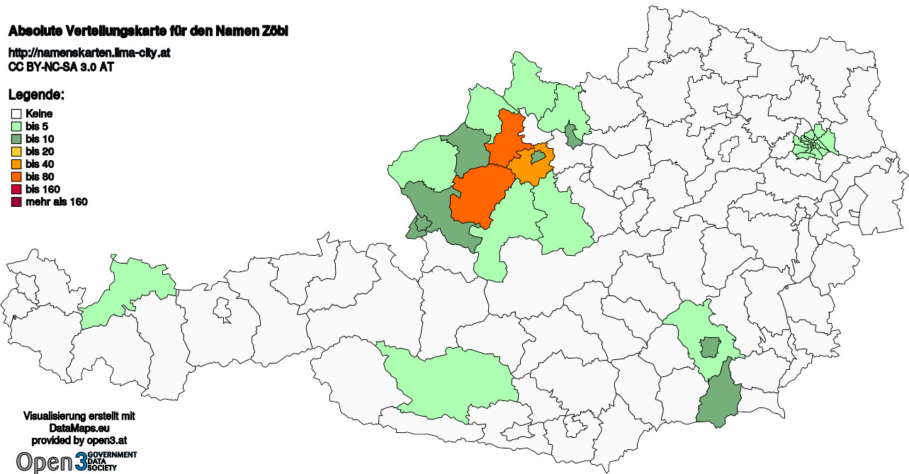 Absolute Verteilungskarten Nachnamen Zöbl