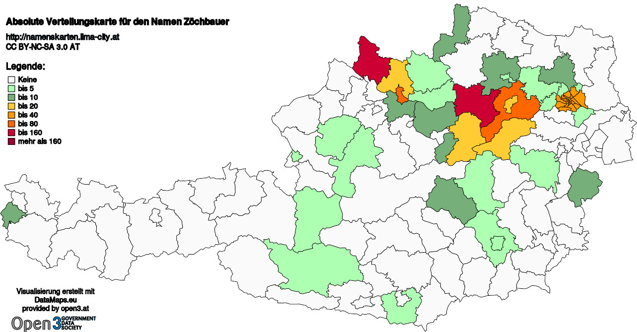 Absolute Verteilungskarten Nachnamen Zöchbauer