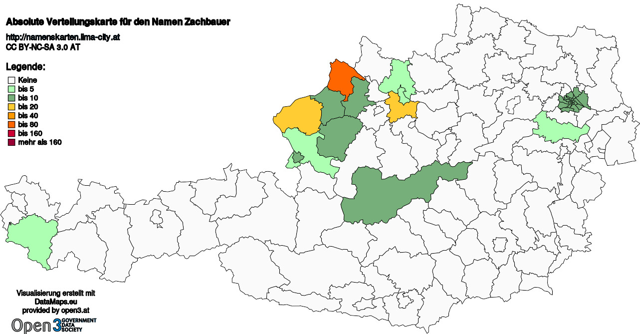 Absolute Verteilungskarten Nachnamen Zachbauer