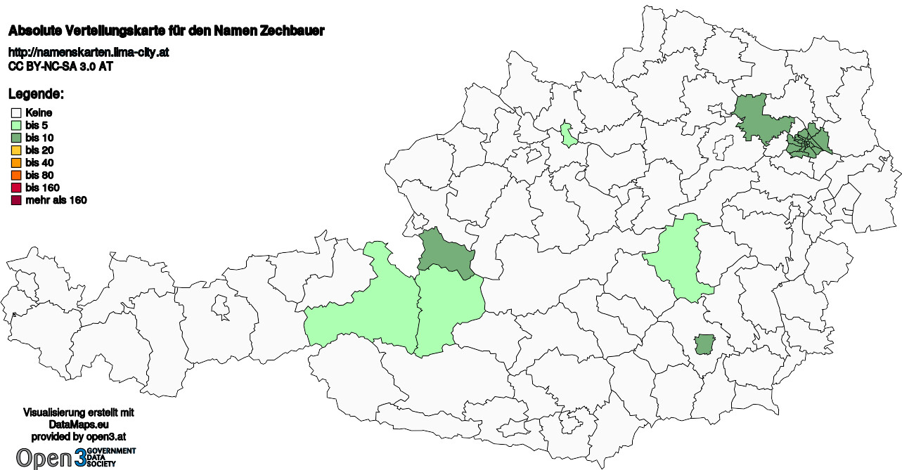 Absolute Verteilungskarten Nachnamen Zechbauer