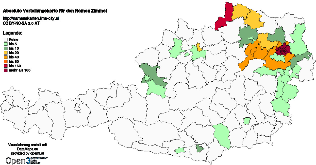 Absolute Verteilungskarten Nachnamen Zimmel