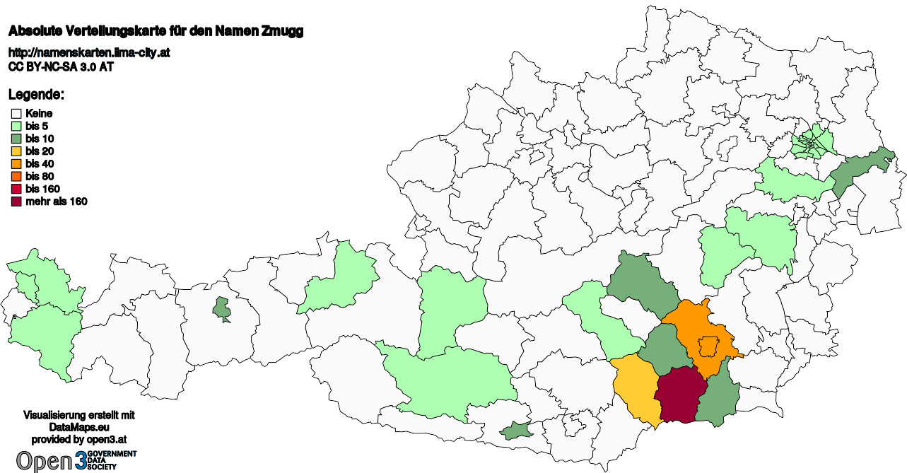 Absolute Verteilungskarten Nachnamen Zmugg