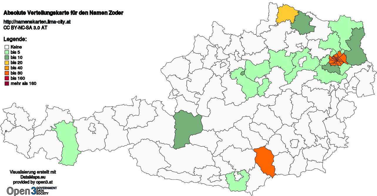 Absolute Verteilungskarten Nachnamen Zoder