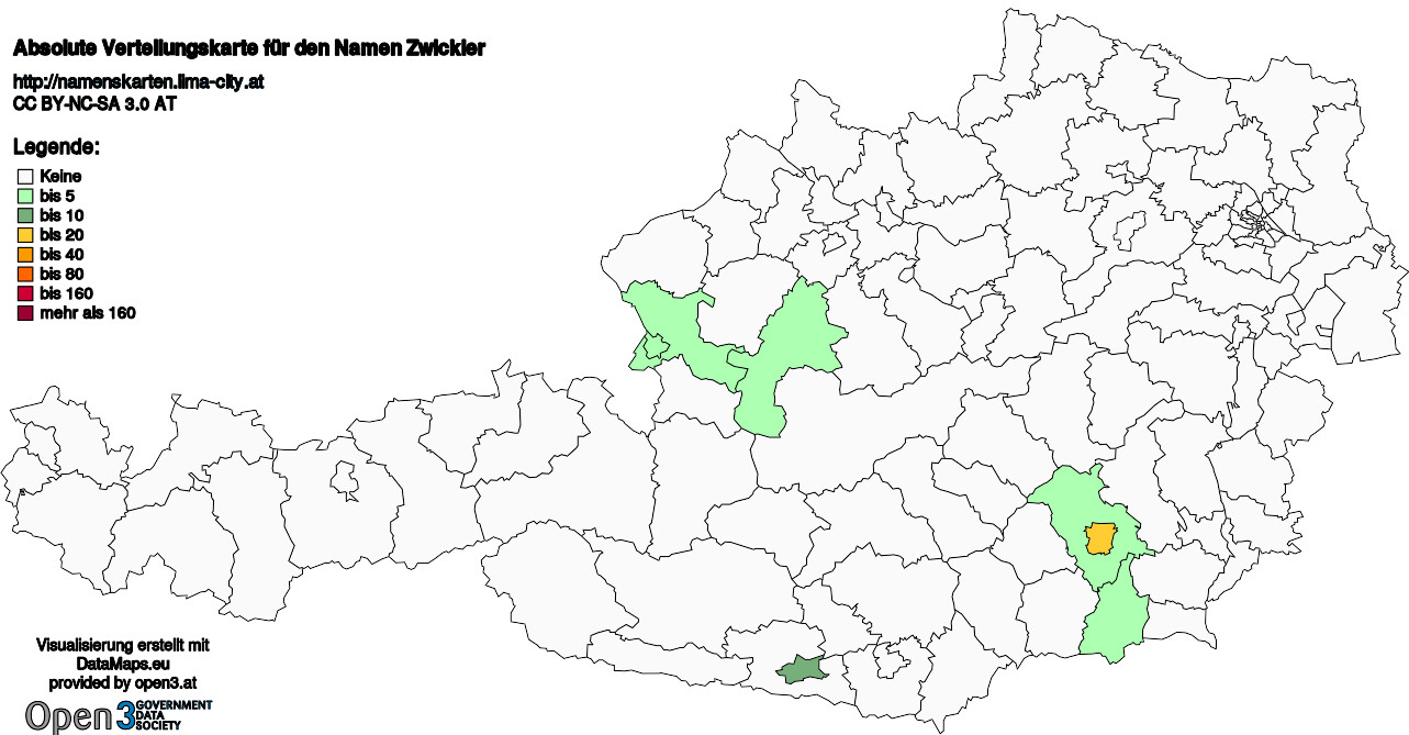 Absolute Verteilungskarten Nachnamen Zwickler